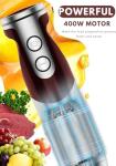 MegaWise Pro Titanium Reinforced 5 in1 Immersion Hand Blender, Powerful with 80% Sharper Blades, 12 Speed Corded Blender, Including 500ml Chopper, 600ml Beaker, Whisk and Milk Frother