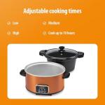 Toastmaster 4-Quart Digital Slow Cooker with Locking Lid - Food Warmer for Dip, Soups, Parties, Meal Preparation & More - Copper
