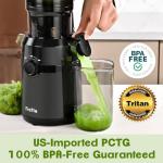 Fretta Cold Press Juicer Machines Slow Masticating Juicer Machines with 1.1 L Large Feed Chute Fit Whole Fruits and Vegetables Easy Clean Self Feeding,High Juice Yield,BPA Free (Ink-black)