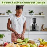 Fretta Cold Press Juicer Machines Slow Masticating Juicer Machines with 1.1 L Large Feed Chute Fit Whole Fruits and Vegetables Easy Clean Self Feeding,High Juice Yield,BPA Free (Ink-black)