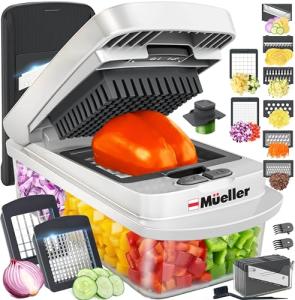 Mueller Pro-Series 10-in-1, 8 Blade Vegetable Chopper, Mandoline Slicer, Food Chopper with Container, Fruit Slicer, Kitchen Gadgets & Accessories, Home Essentials