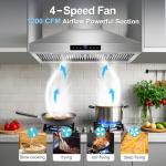 48 inch Range Hood Wall Mount, 1500 CFM with 4-Speed Gesture Sensing & Touch Control, Stainless Steel Ducted Kitchen Stove Vent Hoods with 4 LED Lights, Time Setting, Dishwasher-Safe Baffle Filters