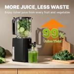 Cold Press Juicer, 5.5" Wide Feed Chute Juice Machine, High Juice Yield, Slow Masticating Juicer for Whole Vegetables & Fruits, Black