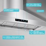 48 inch Range Hood Wall Mount, 1500 CFM with 4-Speed Gesture Sensing & Touch Control, Stainless Steel Ducted Kitchen Stove Vent Hoods with 4 LED Lights, Time Setting, Dishwasher-Safe Baffle Filters