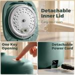CHACEEF Mini Rice Cooker 2 Cups Uncooked, 1.2L Rice Cooker Small, Portable Non-Stick Small Travel Rice Maker, BPA Free, Smart Control Multifunction Cooker with 24 Hours Timer Delay & Keep Warm Function, Green