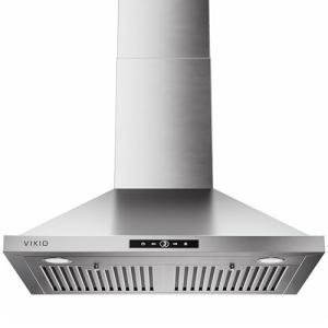 VIKIO HOME Wall Mount Range Hood 30 inch, 580 CFM, Ducted/Ductless Convertible, Stainless Steel Kitchen Vent Hood with 3-Speed Fan and LED Lights