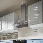 VIKIO HOME Wall Mount Range Hood 30 inch, 580 CFM, Ducted/Ductless Convertible, Stainless Steel Kitchen Vent Hood with 3-Speed Fan and LED Lights