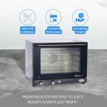 Cadco OV-023 23-5/8" Half-Size Countertop Convection Oven for Restaurant Hotel Food Truck Concession Kiosk, (4) Half-Size Sheet Pan Capacity and Manual Controls, Stainless Steel, 208/240V, NSF