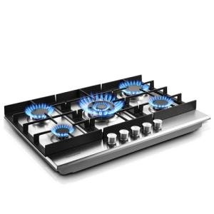 Eascookchef 30 inch Gas Cooktop, Gas Stove Top with 5 High Efficiency Burners, Bulit-in Stainless Steel Gas Hob for Kitchen, NG/LPG Convertible Gas Stovetop, Thermocouple Protection