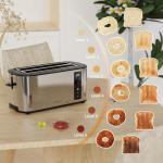 Anfilank Toaster 4 Slice Long Extra Wide Slot 1.5" with Countdown Timer, 6 Browning Settings, Built-in Warming Rack, Bagel/Cancel/Defrost Functions, Removable Crumb Tray-Stainless Steel