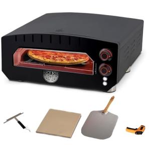 Aspect Living Slice Box Outdoor Electric Pizza Oven, Countertop Cooking, Heats Up to 750 Degrees, Digital Thermometer, Pizza Stone, and Pizza Peel Included, Perfect for Indoor and Outdoor Use - 64900