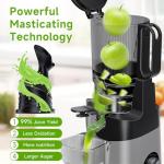 EanOruus Cold Press Juicer, 5.8" Wide Feed Chute Juice Extractor Machine with 400W, High Juice Yield, Slow Masticating Juicer for Whole Vegetables & Fruits, Dark Grey