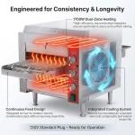 EASYROSE 10.5″ Commercial Conveyor Pizza Oven, 1700W 120V Countertop Electric Oven with 10.5-Inch Belt, 5-15P Plug, for Fast Baking (60Hz)