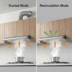 CIARRA Range Hood 30 inch Under Cabinet Ductless Vent Hood for Kitchen Stove Hood with 3 Speed Exhaust Fan in Stainless Steel