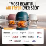 Non Toxic Air Fryer™ - Glass AirFryer 5 Quart w/ 360 Visibility, Self-Cleaning, 400F Vortex Air Fryer for Even Cooking, BPA-Free Teflon Free, 9-in-1 Functions, Rotisserie, Roast, Bake, White