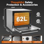 Culistra Commercial Covection Oven, 66Qt/62L, Half-Size Electric Convection Oven Contertop, 1750W, Enameled, Stainless Steel Chamber, 4-tier Toaster, for Catering, Bakeries, Hotel, CSA Certification