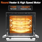 Culistra Commercial Covection Oven, 66Qt/62L, Half-Size Electric Convection Oven Contertop, 1750W, Enameled, Stainless Steel Chamber, 4-tier Toaster, for Catering, Bakeries, Hotel, CSA Certification