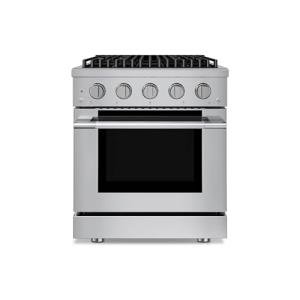 Hauslane 30" Gas Range in Stainless Steel, 4 Burners up to 20,000 BTU 4.2 cu. ft., Convection Oven with 5 Rack Positions, 5-Year Warranty, Convertible NG/LP Cool-Touch Triple-Layer Door