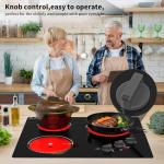 VBGK Electric Cooktop,24 inch 220V Stove Top,Touch and Knob Control,LED,9 Power Levels, Kids Lock &Timer,Overheat Protection,5000W 3 burner electric cooktop.