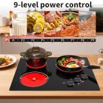 VBGK Electric Cooktop,24 inch 220V Stove Top,Touch and Knob Control,LED,9 Power Levels, Kids Lock &Timer,Overheat Protection,5000W 3 burner electric cooktop.