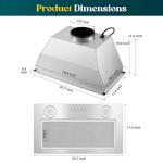 Zomagas Range Hood Insert 20 Inch, Built-in Kitchen Hood 600CFM, Ducted/Ductless Convertible, Vent Hood Insert w/Mesh Filter, Push Button Control, Stainless Steel Range Hood w/ 3 Speed Fan