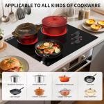 VBGK Electric Cooktop,24 inch 220V Stove Top,Touch and Knob Control,LED,9 Power Levels, Kids Lock &Timer,Overheat Protection,5000W 3 burner electric cooktop.