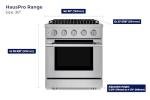 Hauslane 30" Gas Range in Stainless Steel, 4 Burners up to 20,000 BTU 4.2 cu. ft., Convection Oven with 5 Rack Positions, 5-Year Warranty, Convertible NG/LP Cool-Touch Triple-Layer Door