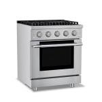 Hauslane 30" Gas Range in Stainless Steel, 4 Burners up to 20,000 BTU 4.2 cu. ft., Convection Oven with 5 Rack Positions, 5-Year Warranty, Convertible NG/LP Cool-Touch Triple-Layer Door