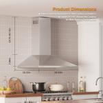 SOONYE 450 CFM 30 inch Range Hood, Stainless Steel Wall Mount Vent Hood, Convertible to Ductless/Ducted with LED Lights, 3 Speed Exhaust Fan