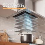 SOONYE 450 CFM 30 inch Range Hood, Stainless Steel Wall Mount Vent Hood, Convertible to Ductless/Ducted with LED Lights, 3 Speed Exhaust Fan