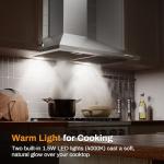 SOONYE 450 CFM 30 inch Range Hood, Stainless Steel Wall Mount Vent Hood, Convertible to Ductless/Ducted with LED Lights, 3 Speed Exhaust Fan