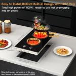 Zarbaco 2 Burner Electric Cooktop 120V, 1800W Radiant Electric Stove Top with Countertop & Built-in Design, 12 inch Knob Control Ceramic Cooktop with Safety Lock, 9 Level Power, 99 Min Timer - Plug in