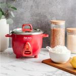 Aroma Housewares Select Stainless Rice Cooker & Warmer with Uncoated Inner Pot, 6-Cup(cooked)/ 1.2Qt, ARC-753SGR, Red