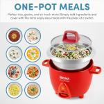 Aroma Housewares Select Stainless Rice Cooker & Warmer with Uncoated Inner Pot, 6-Cup(cooked)/ 1.2Qt, ARC-753SGR, Red