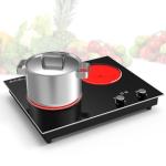 VBGK Electric Cooktop,2100W Built-in & Countertop 2 Burner Electric Cooktop,Electric Stove Top with10 Heating Level, Timer & Kid Safety Lock, LED Knob Touch Control Electric Burner with Plug