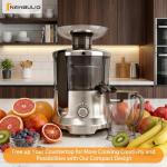 NEWBULIG Centrifugal Juicer, 600W Juicer Machine with Feed Chute & 17,000 RPM, 3-Speed Juice Extractor for Whole Fruits Vegetables, Easy to Clean, BPA-Free, Silver