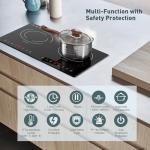 Induction Cooktop with 2 Burners, Horizontal Electric Stove, Built-In Induction Cooker, 1800W Sensor Touch Electric Cooktop, 18 Power Levels, Timer, Safety Lock, 120V, 20 Inch