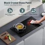 Induction Cooktop with 2 Burners, Horizontal Electric Stove, Built-In Induction Cooker, 1800W Sensor Touch Electric Cooktop, 18 Power Levels, Timer, Safety Lock, 120V, 20 Inch