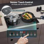 Induction Cooktop with 2 Burners, Horizontal Electric Stove, Built-In Induction Cooker, 1800W Sensor Touch Electric Cooktop, 18 Power Levels, Timer, Safety Lock, 120V, 20 Inch