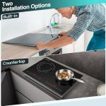 Induction Cooktop with 2 Burners, Horizontal Electric Stove, Built-In Induction Cooker, 1800W Sensor Touch Electric Cooktop, 18 Power Levels, Timer, Safety Lock, 120V, 20 Inch