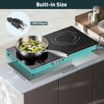 Induction Cooktop with 2 Burners, Horizontal Electric Stove, Built-In Induction Cooker, 1800W Sensor Touch Electric Cooktop, 18 Power Levels, Timer, Safety Lock, 120V, 20 Inch