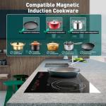 Induction Cooktop with 2 Burners, Horizontal Electric Stove, Built-In Induction Cooker, 1800W Sensor Touch Electric Cooktop, 18 Power Levels, Timer, Safety Lock, 120V, 20 Inch