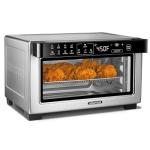 Gourmia Toaster Oven Digital Air Fryer - Convection Mode with 4 Slice Capacity, 3 Rack Positions, 12 Presets, Toast, Bagel, Bake, Roast, Broil, Dehydrate, Popcorn, Fits 9" Pizza, Stainless Steel