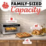 Gourmia Toaster Oven Digital Air Fryer - Convection Mode with 4 Slice Capacity, 3 Rack Positions, 12 Presets, Toast, Bagel, Bake, Roast, Broil, Dehydrate, Popcorn, Fits 9" Pizza, Stainless Steel