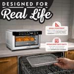 Gourmia Toaster Oven Digital Air Fryer - Convection Mode with 4 Slice Capacity, 3 Rack Positions, 12 Presets, Toast, Bagel, Bake, Roast, Broil, Dehydrate, Popcorn, Fits 9" Pizza, Stainless Steel