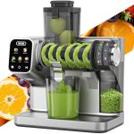 WETIE Cold Press Juicer, Powerful Juicer Machines with Adjustable Juicing Pressure, 99% High Juice Yield, Quiet Slow Masticating Juicer with Touch Screen, 3.54'' Feed Chute, Easy to Clean with Brush