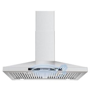 SNDOAS Wall Mount Range Hood 30 inch with Touch and Gesture Sensing Control,Chimney-Style Stainless Steel Range Hood,Vent Hood 30 inch Ducted/Ductless Convertible Kitchen Hood,Baffle Filters