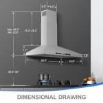 SNDOAS Wall Mount Range Hood 30 inch with Touch and Gesture Sensing Control,Chimney-Style Stainless Steel Range Hood,Vent Hood 30 inch Ducted/Ductless Convertible Kitchen Hood,Baffle Filters