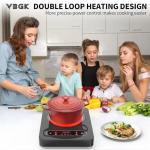 VBGK Single Burner Electric Cooktop,110V 1800W Electric Stove Top with LED Touch Control,10 Power Levels, 4 hTimer, Safety Lock,Portable cooktop,Overheat protection