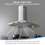 SNDOAS Wall Mount Range Hood 30 inch with Touch and Gesture Sensing Control,Chimney-Style Stainless Steel Range Hood,Vent Hood 30 inch Ducted/Ductless Convertible Kitchen Hood,Baffle Filters